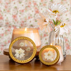 Accent Watercolor Pressed Floral Candle - Rose + Oud