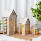 13.5"&9.5"&5.5"H Village Farmhouse House Candle Holders for Home Decor Patio Wedding - Che Cose Belle