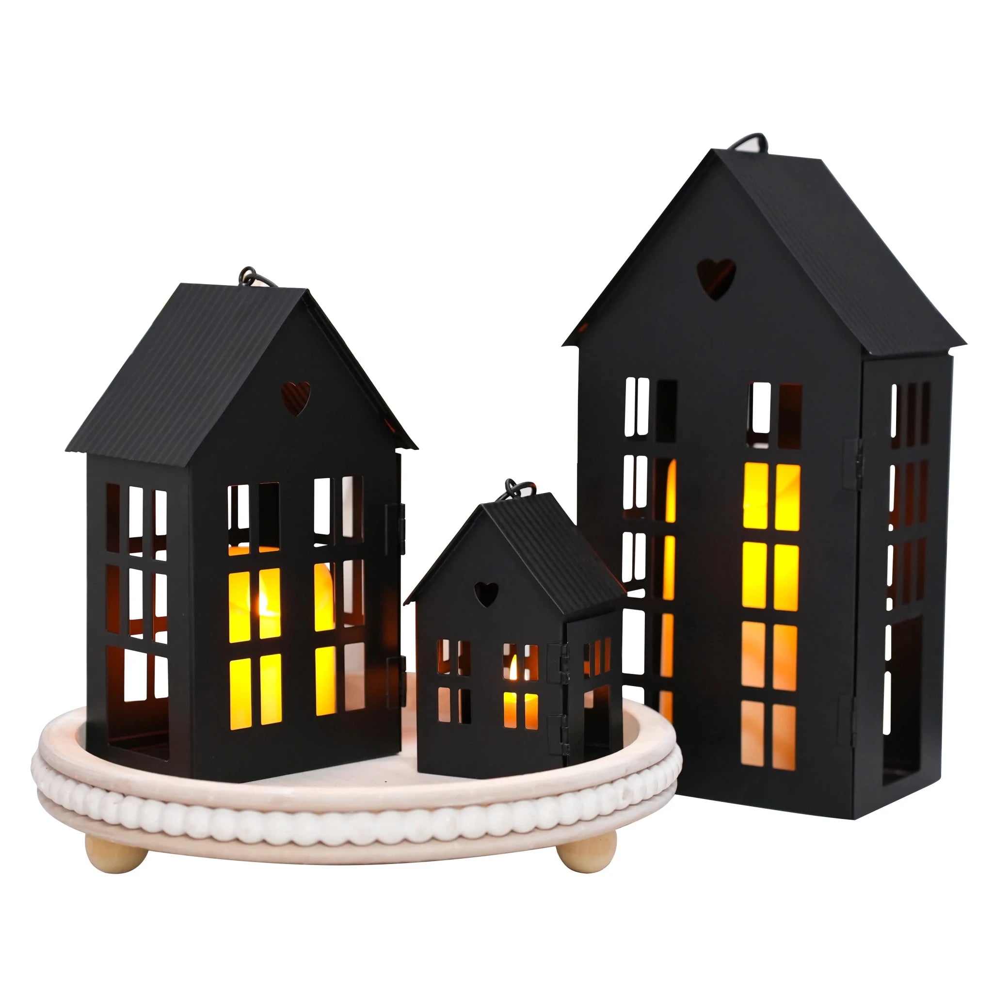 13.5"&9.5"&5.5"H Village Farmhouse House Candle Holders for Home Decor Patio Wedding - Che Cose Belle