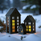 13.5"&9.5"&5.5"H Village Farmhouse House Candle Holders for Home Decor Patio Wedding - Che Cose Belle
