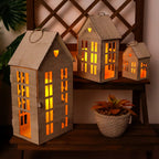 13.5"&9.5"&5.5"H Village Farmhouse House Candle Holders for Home Decor Patio Wedding - Che Cose Belle