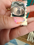 Handcrafted Number 8 Turquoise & Sterling Silver Ring Size 7.75 by John Nelson