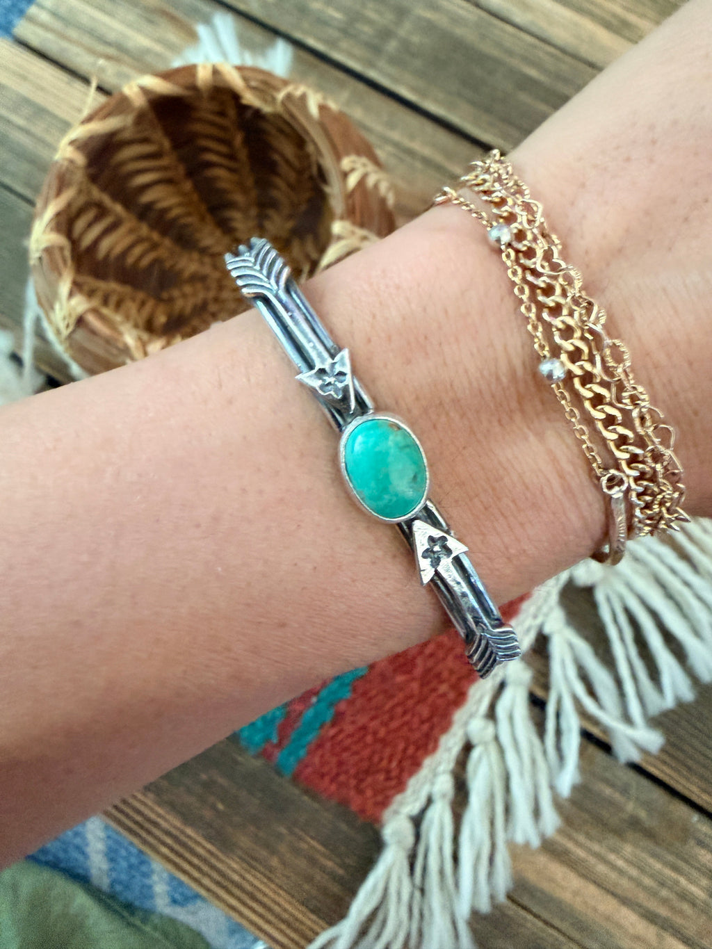 Handcrafted Sterling Silver & Turquoise Arrow Cuff Bracelet