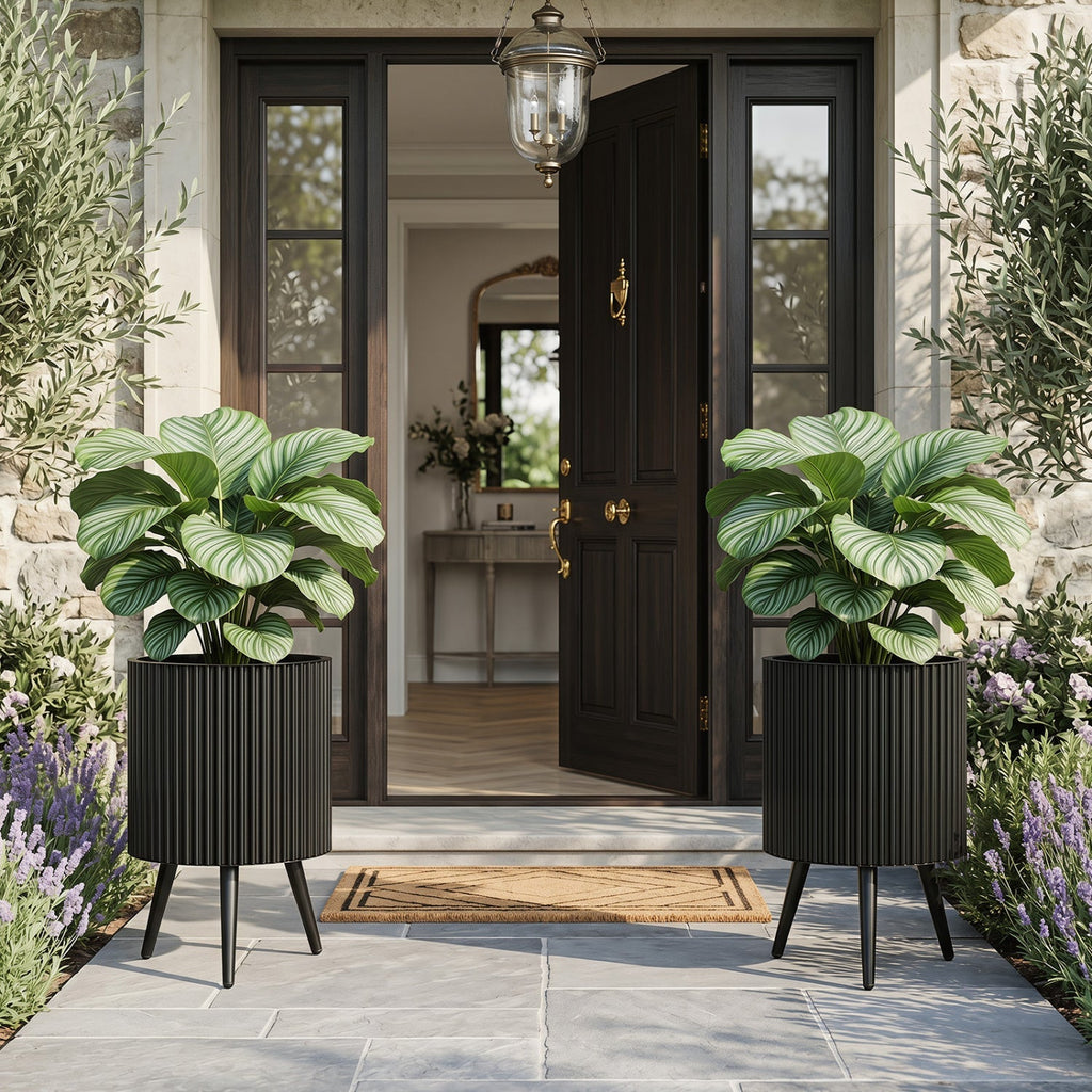 20-Inch Raised Metal Planter with Stand and Drainage Holes