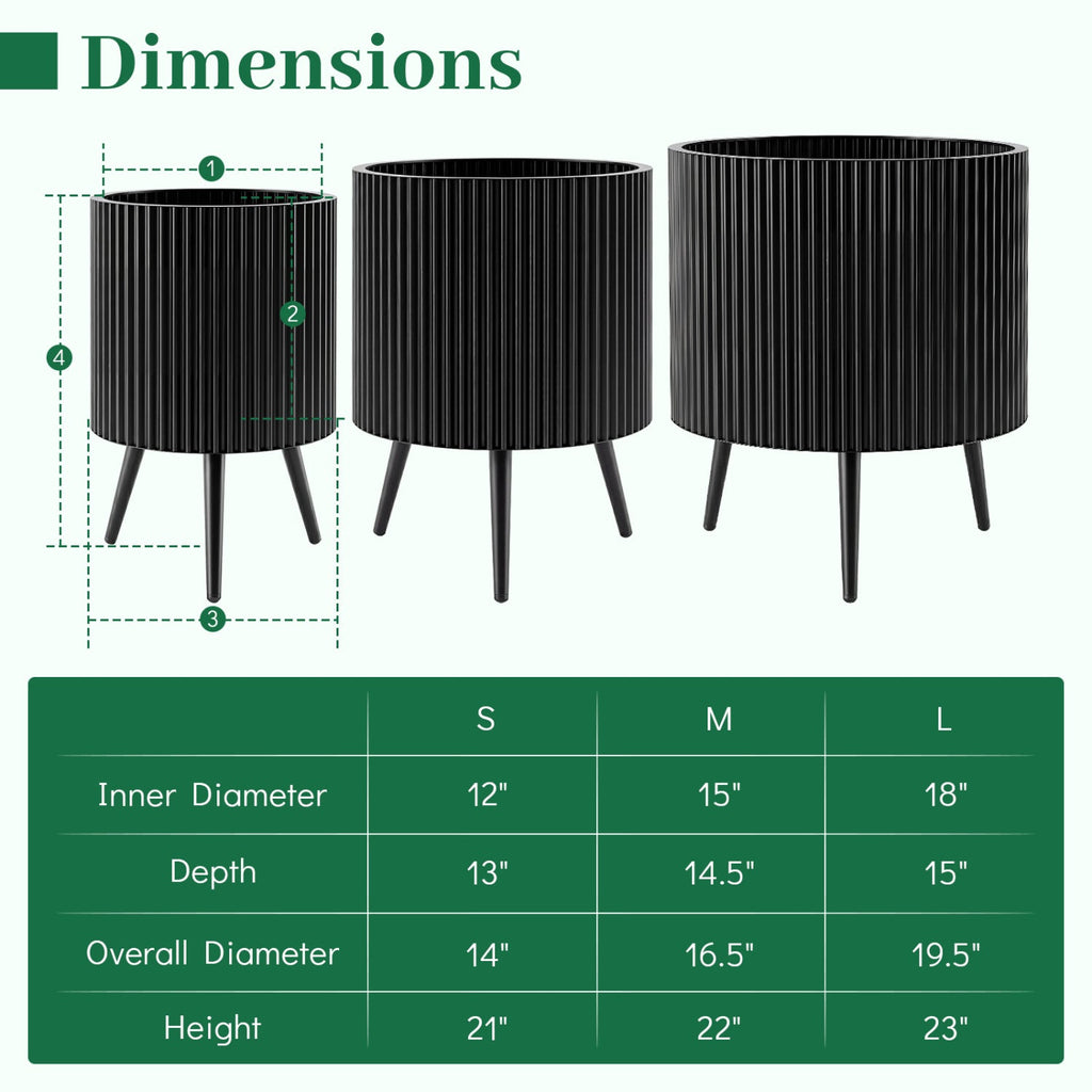 20-Inch Raised Metal Planter with Stand and Drainage Holes