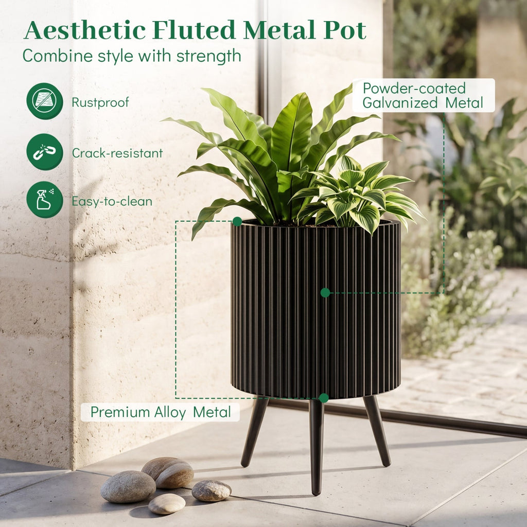 20-Inch Raised Metal Planter with Stand and Drainage Holes