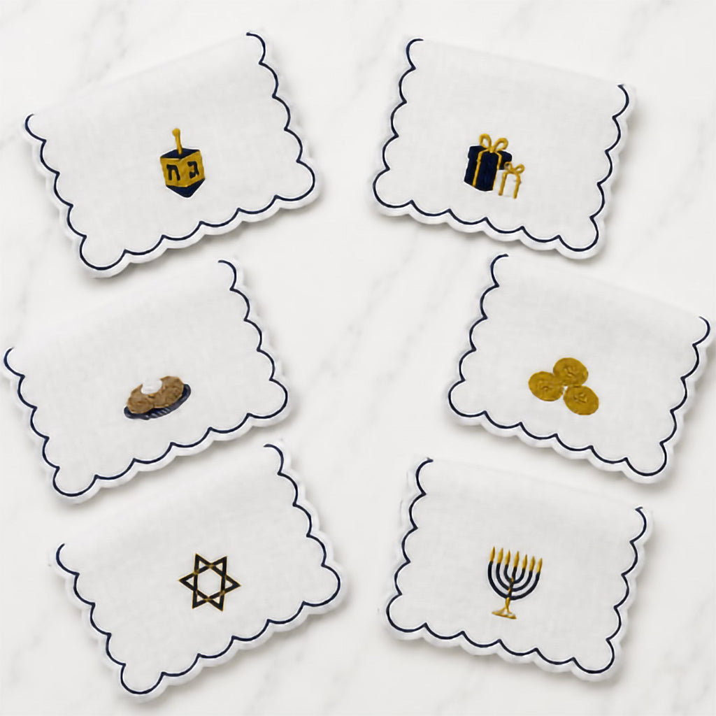 Hanukkah Cocktail Napkins (Set of 6) with Acrylic Gift Box