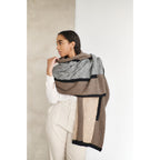 Plush Muhu Brown Gray Hand Knitted Alpaca Blanket Shawl