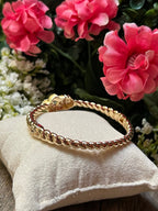 14k Gold Plated CZ Cable Bracket Bangle Bracelet - Che Cose Belle