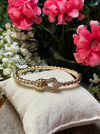 14k Gold Plated CZ Cable Bracket Bangle Bracelet - Che Cose Belle