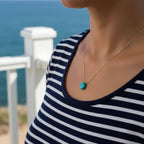 14kt Gold Filled Aqua Jade Wire Wrap Delicate Gemstone Drop Necklace - Che Cose Belle