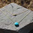 14kt Gold Filled Aqua Jade Wire Wrap Delicate Gemstone Drop Necklace - Che Cose Belle