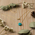 14kt Gold Filled Aqua Jade Wire Wrap Delicate Gemstone Drop Necklace - Che Cose Belle