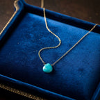 14kt Gold Filled Aqua Jade Wire Wrap Delicate Gemstone Drop Necklace - Che Cose Belle