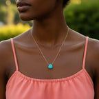 14kt Gold Filled Aqua Jade Wire Wrap Delicate Gemstone Drop Necklace - Che Cose Belle
