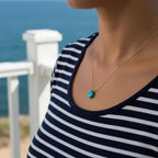 14kt Gold Filled Aqua Jade Wire Wrap Delicate Gemstone Drop Necklace - Che Cose Belle