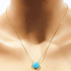 14kt Gold Filled Aqua Jade Wire Wrap Delicate Gemstone Drop Necklace - Che Cose Belle