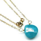 14kt Gold Filled Aqua Jade Wire Wrap Delicate Gemstone Drop Necklace - Che Cose Belle