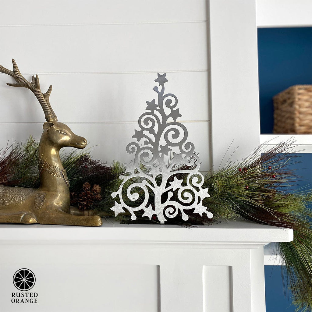 15" Metal Stand - Up Trees (2 Styles) - Metal Christmas Tree Cutout Holiday Decor - Che Cose Belle