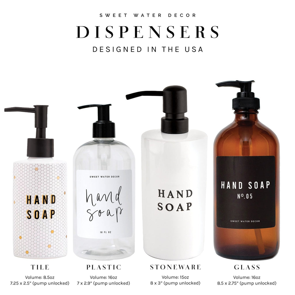 15oz Black Stoneware Hand Soap Dispenser - Che Cose Belle