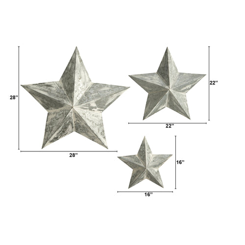 16”, 22” and 28” Farmhouse Stars Wall Decoration (Set of 3) - Che Cose Belle
