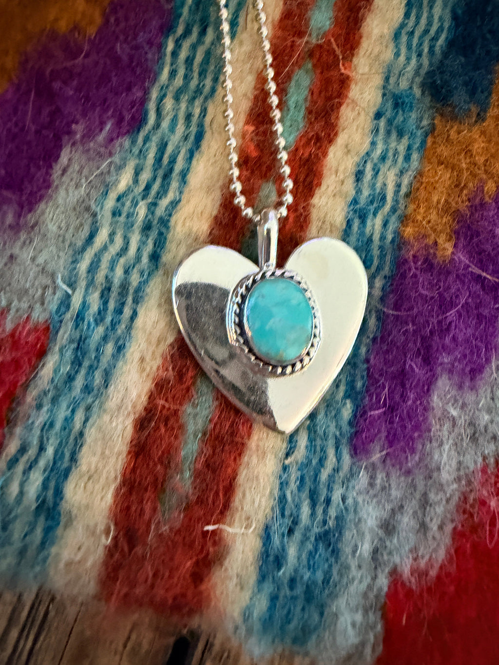 Handcrafted Sterling Silver & Turquoise Heart Pendant by Joseph Martinez