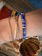 Handcrafted Lapis & Sterling Silver Pearl Beaded Bracelet