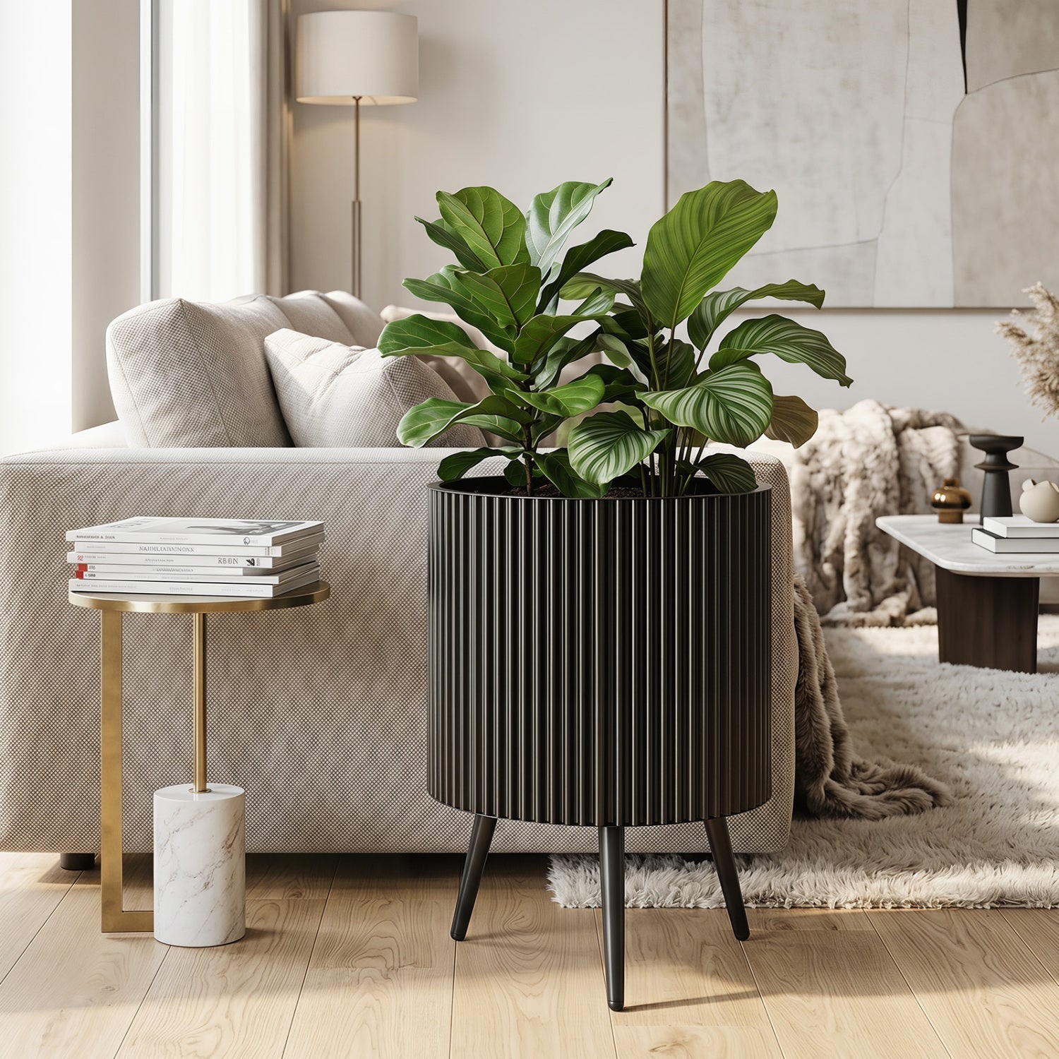 20-Inch Raised Metal Planter with Stand and Drainage Holes