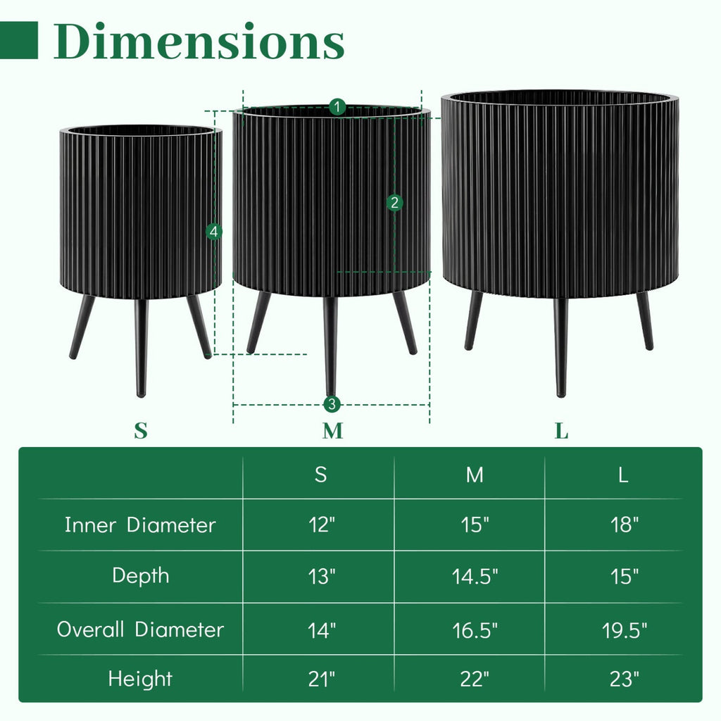 20-Inch Raised Metal Planter with Stand and Drainage Holes