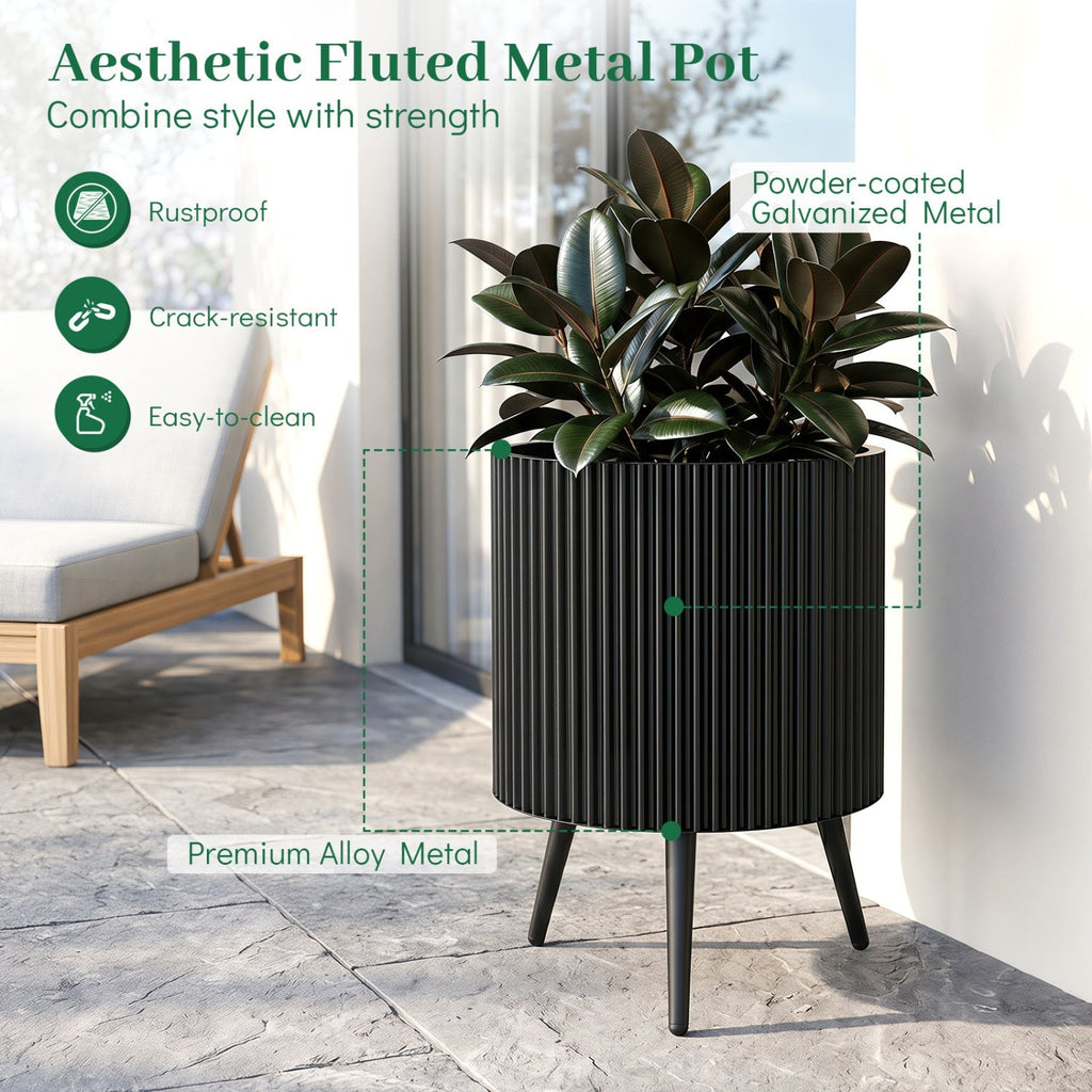 20-Inch Raised Metal Planter with Stand and Drainage Holes