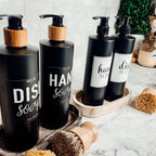 16oz Black PET Refillable Plastic Bottle With Pump Option White Label
