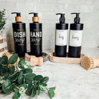 16oz Black PET Refillable Plastic Bottle With Pump Option White Label