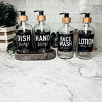 16oz Clear Glass Soap Bottle Refillable Boston Round With Black Label