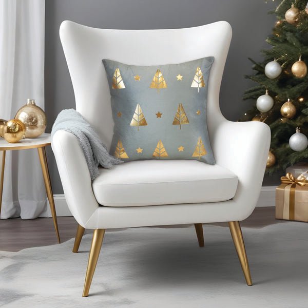 18" Gold Tree Motif Square Pillow - Che Cose Belle