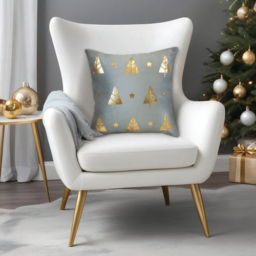 18" Gold Tree Motif Square Pillow - Che Cose Belle