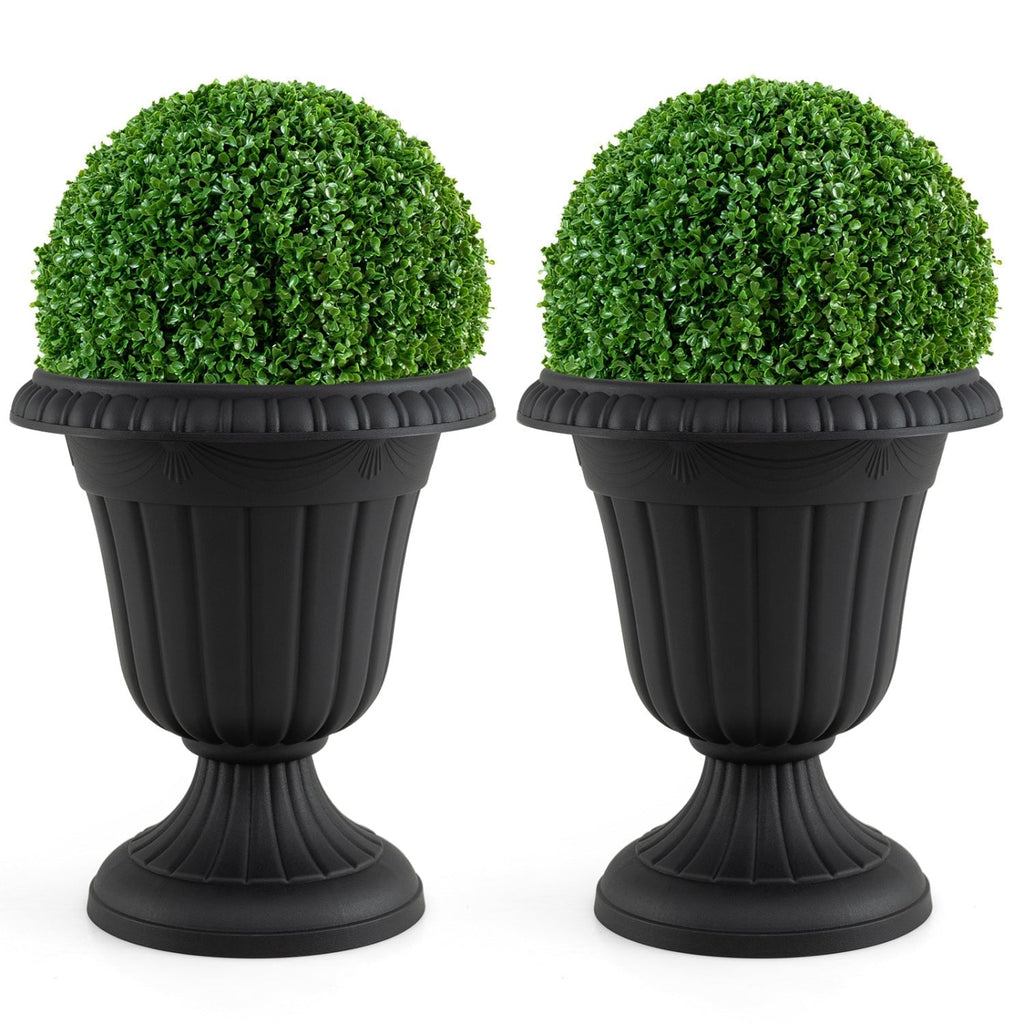 18-Inch Tall Urn Planters Set of 2 with Pedestal Base - Che Cose Belle