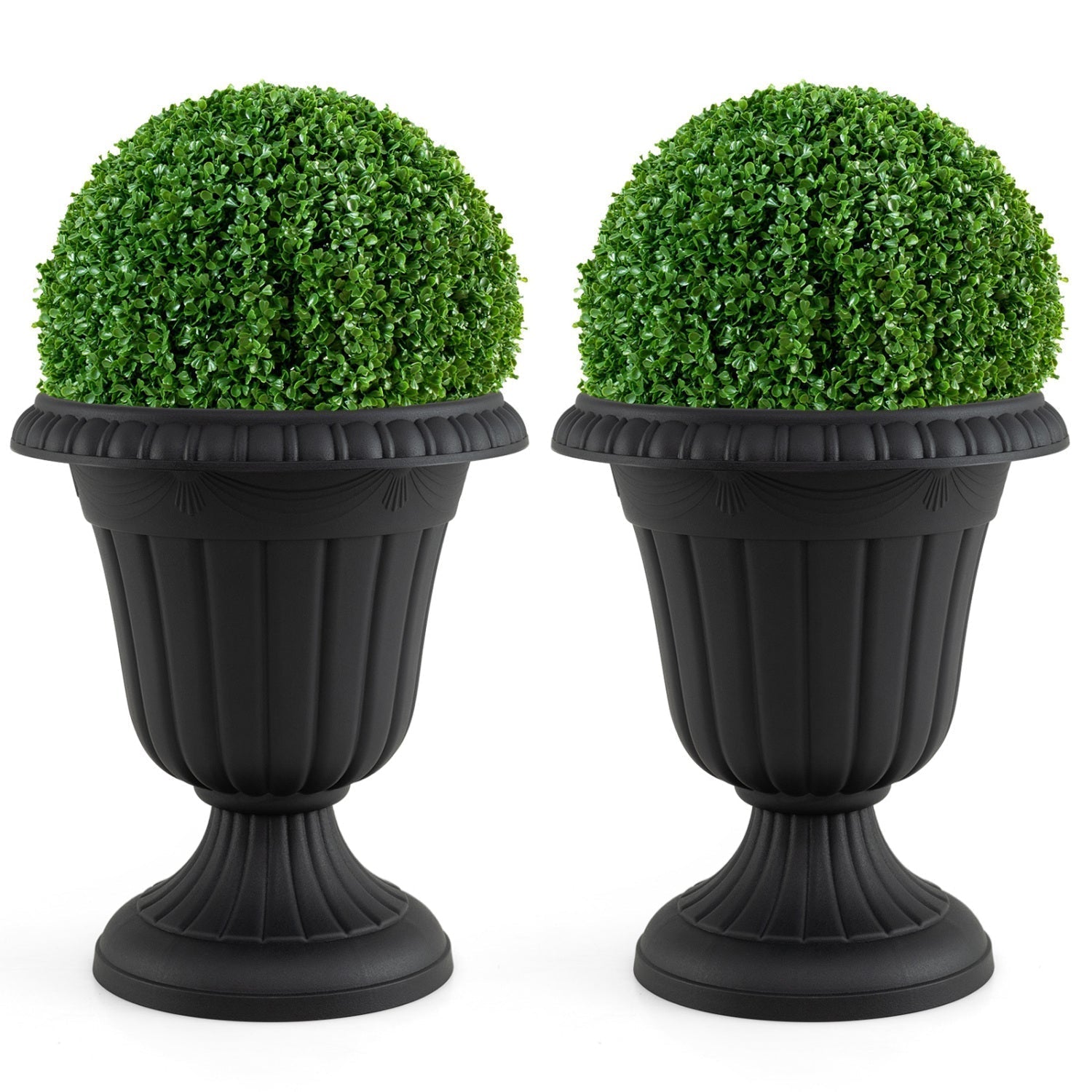 18-Inch Tall Urn Planters Set of 2 with Pedestal Base - Che Cose Belle