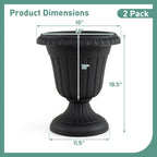 18-Inch Tall Urn Planters Set of 2 with Pedestal Base - Che Cose Belle