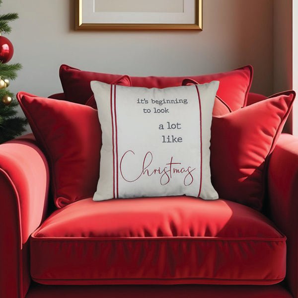 18" It's Beginning to Look a Lot Like Christmas Square Pillow - Che Cose Belle