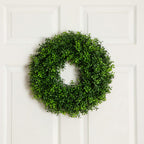 18" Pre-Lit Artificial Boxwood Wreath with 25 Warm White LED Lights - Che Cose Belle