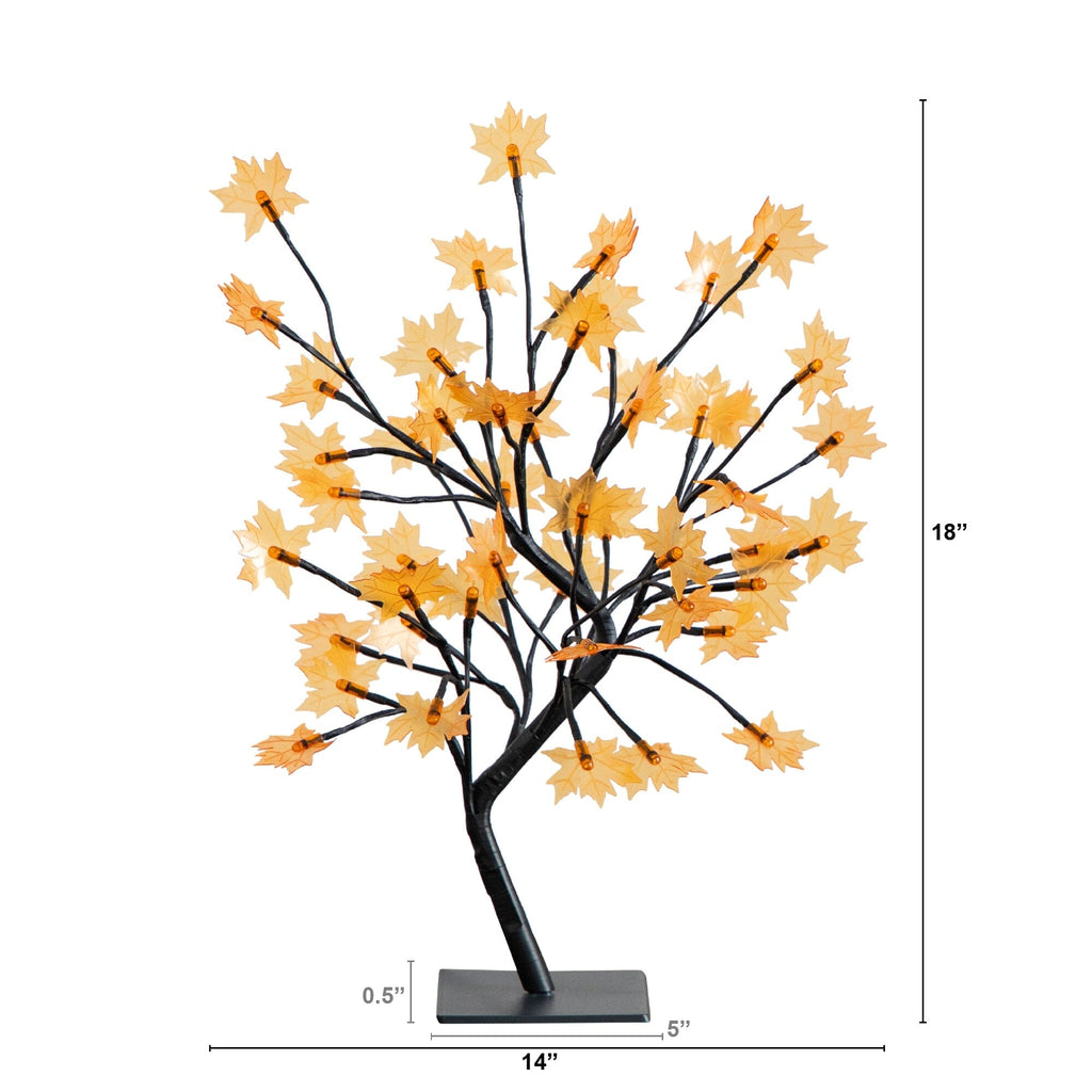 18" Pre-Lit Autumn Artificial Maple Fall Tree with 48 Warm White LED Maple Shaped Lights - Che Cose Belle
