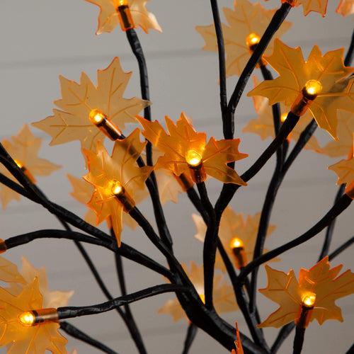 18" Pre-Lit Autumn Artificial Maple Fall Tree with 48 Warm White LED Maple Shaped Lights - Che Cose Belle