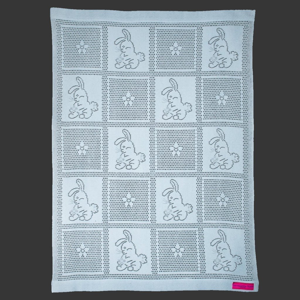 Southampton Home Lace Weave Bunny Baby Blanket ~ Blue ~
