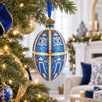 1896 Twelve Monograms Royal Glass Egg Ornament 4 Inches - Che Cose Belle