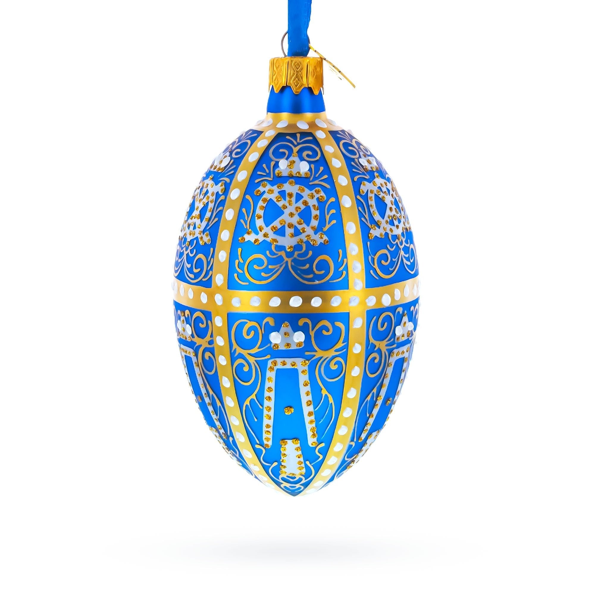 1896 Twelve Monograms Royal Glass Egg Ornament 4 Inches - Che Cose Belle