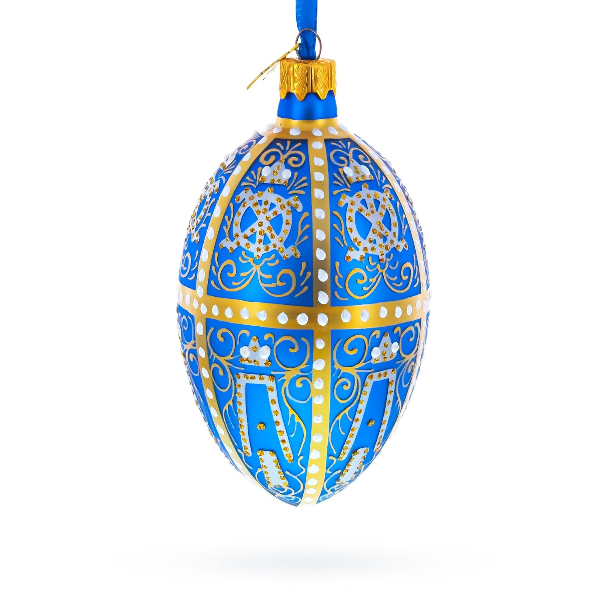 1896 Twelve Monograms Royal Glass Egg Ornament 4 Inches - Che Cose Belle