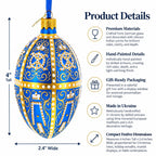 1896 Twelve Monograms Royal Glass Egg Ornament 4 Inches - Che Cose Belle