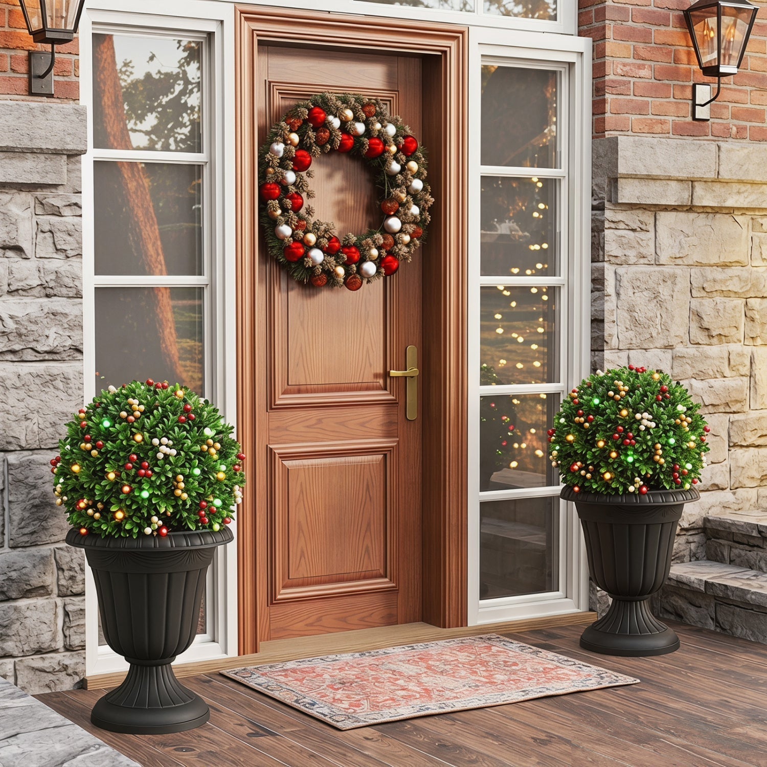 18-Inch Tall Urn Planters Set of 2 with Pedestal Base