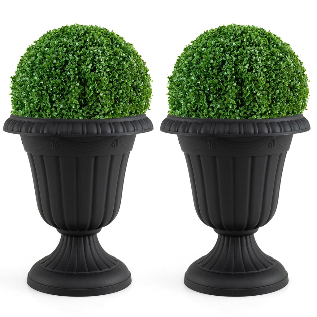 18-Inch Tall Urn Planters Set of 2 with Pedestal Base