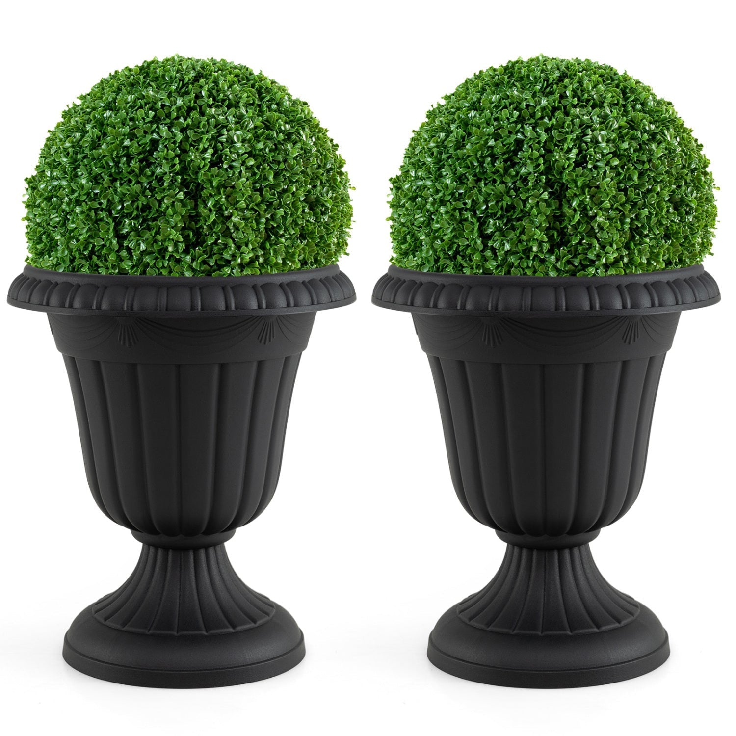 18-Inch Tall Urn Planters Set of 2 with Pedestal Base